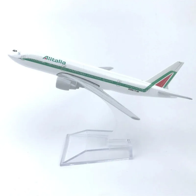 Display Toy 1:400 Aereo in scala metallica 16 cm Modello pressofuso in lega di metallo Alitalia B777 Aereo Airlines Aereo per bambini