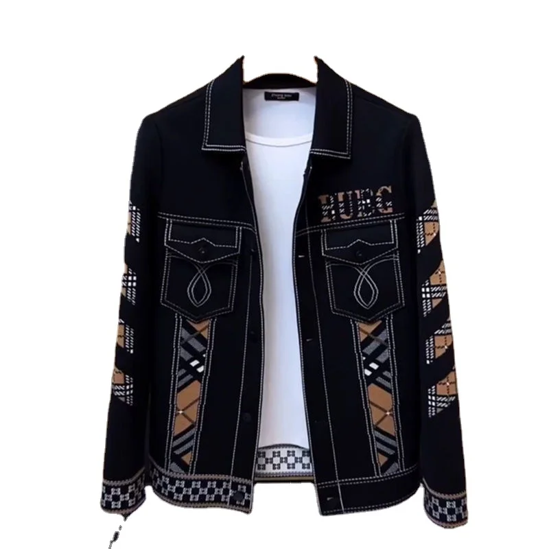 

grade High splicing new style men's knitting sweater cardigan with casual fashion business jacket handsome top