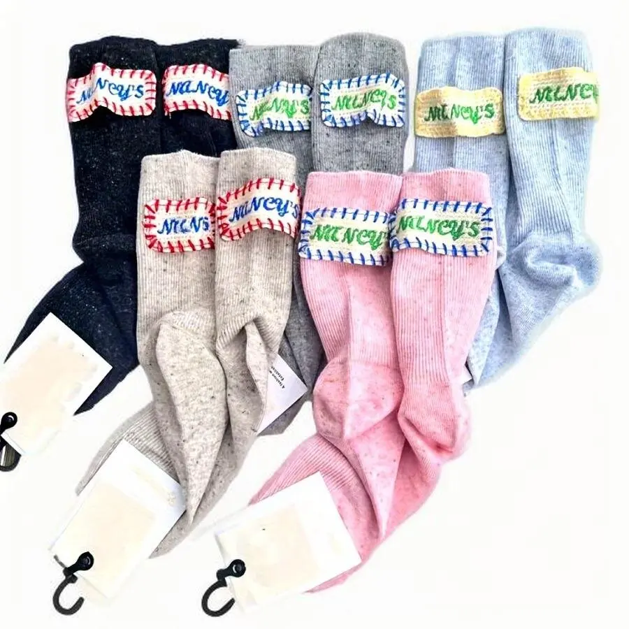 5 أزواج من الجوارب العصرية للرجال والنساء، مصممة بملصقات قماشية مصنوعة يدويًا للدفء