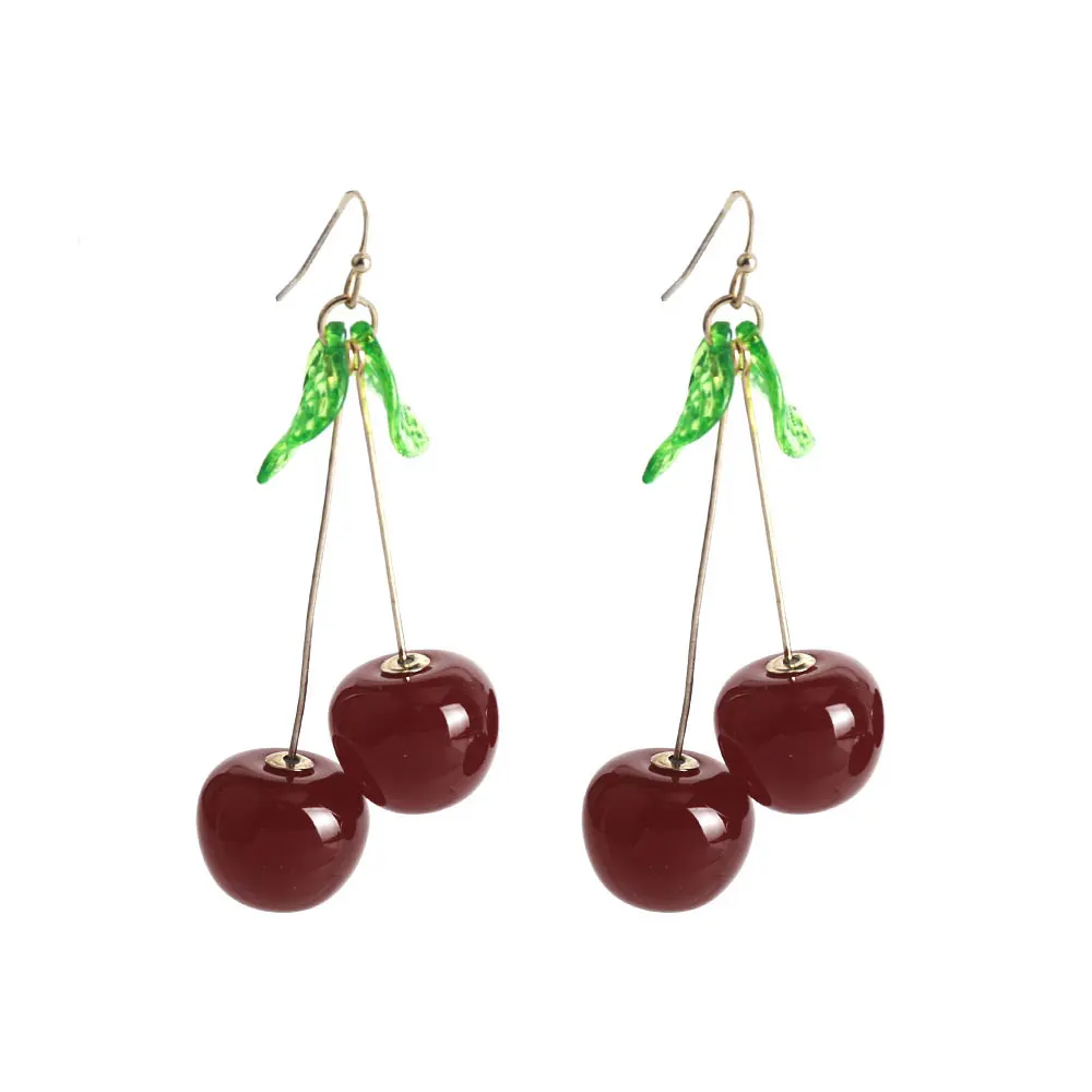 New Fashion Red Crystal Cherry Temperament Earrings For Women Personalized Party Jewelry Gifts