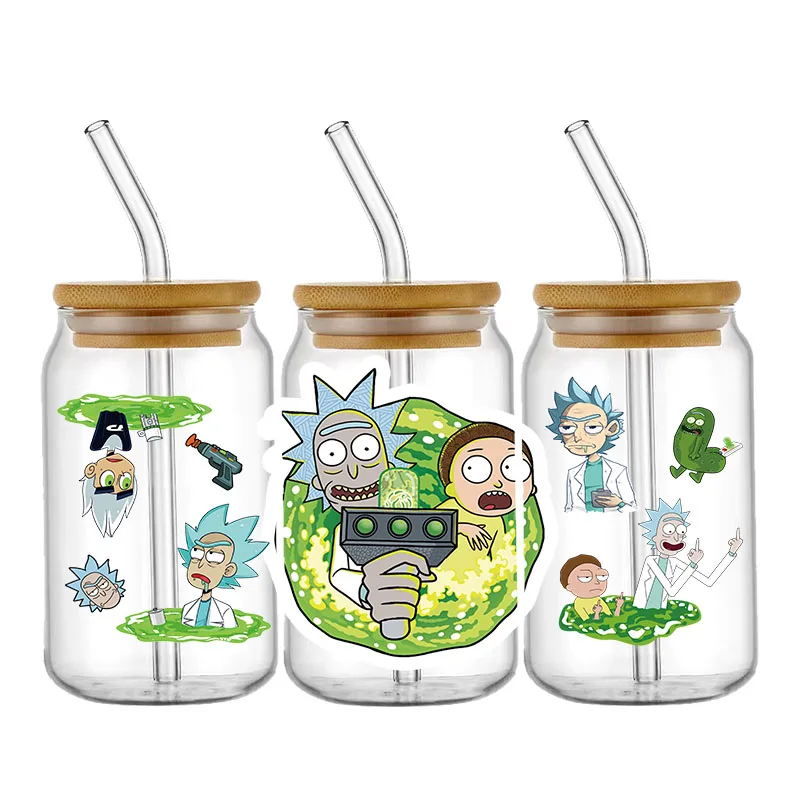 Cartoon 3D UV DTF Libbey Cup Wrap Cartoon Transfer Sticker Adhesive Waterproof For 16oz Libbey Glasses DIY Washable Mug Sticker