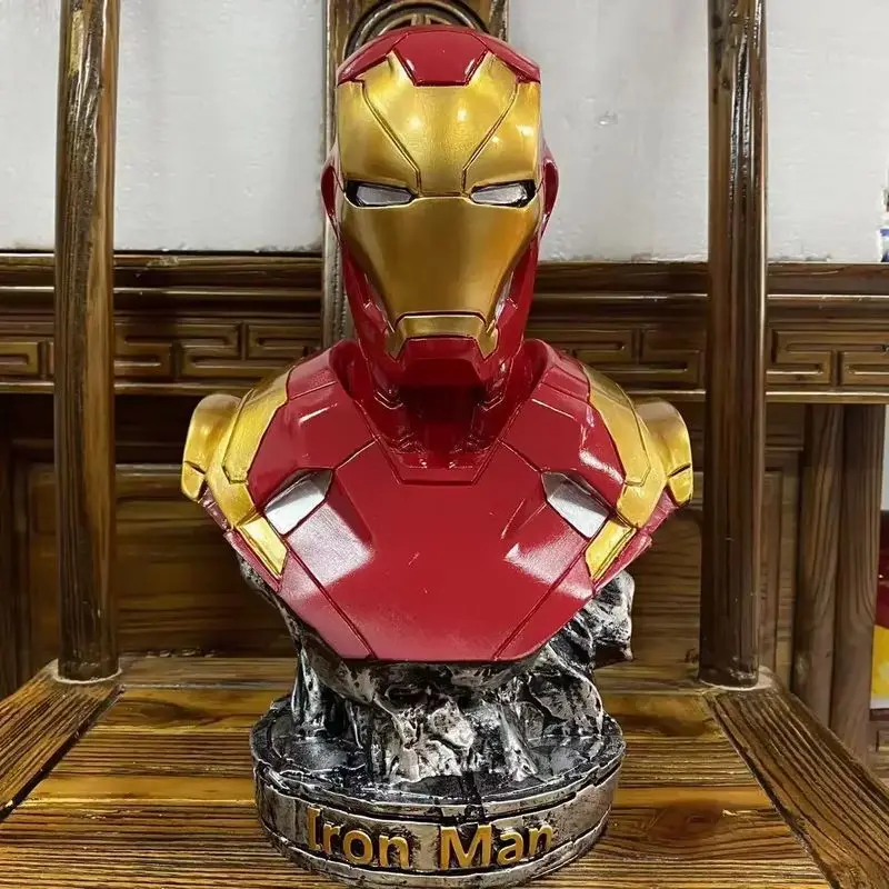 2024 Avengers Iron Man Anime Peripheral Marvel Black Panther Bust 1:1 Figure Bust Living Room Ornament Resin Collection Gift