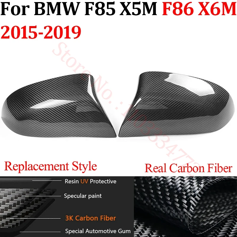 

Rearview Mirror Cover For BMW F85 X5M F86 X6M 2015-2019 Real Carbon Fiber Side Mirror Shells Add on Frame Replacement Case