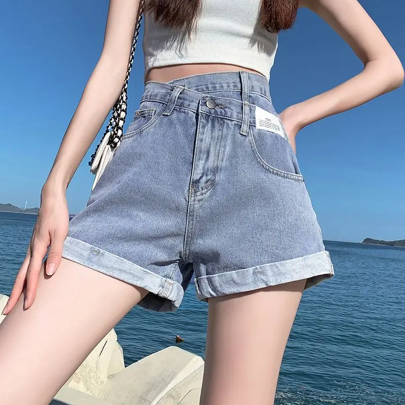 

Summer Hot Sale Of The Season Retro Hong Kong Style Sexy High Waist Slimming Frayed Denim Shorts Hot Pants Women's Causal Fit