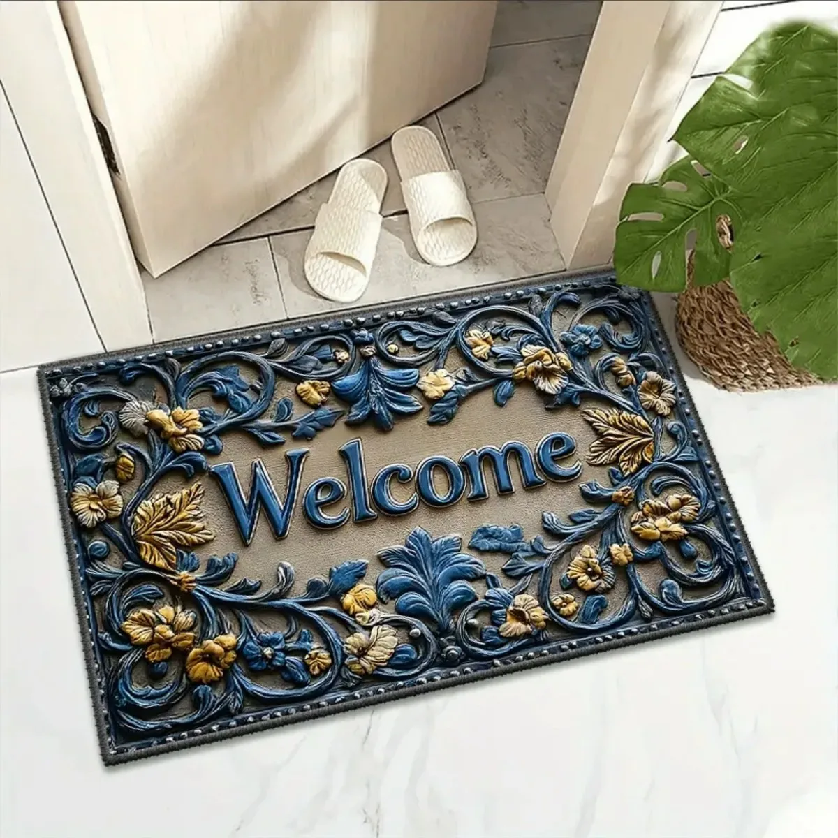Square Diatom Mud Bath Mat, Absorbent Non-Slip Floor Mat with Rubber Bottom for Bathroom, Toilet and Doorway