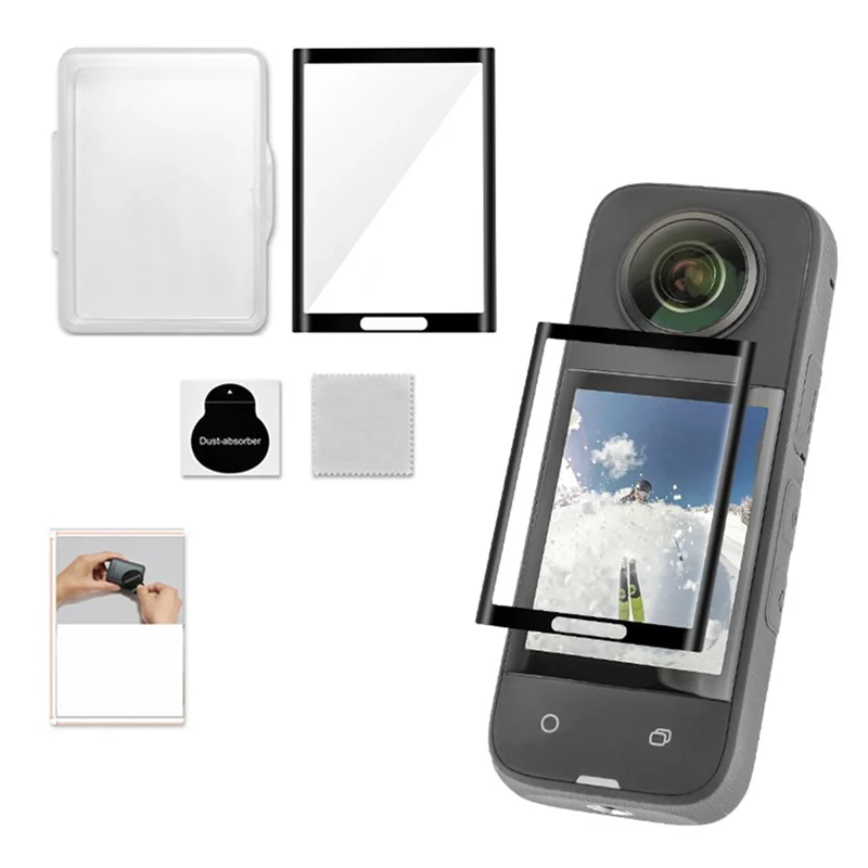 B24B For Insta360x3 Tempered Glass Film HD Screen Protector 2PCS Curved Protective Film Protectors Accessories