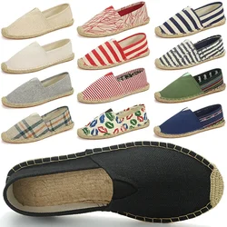 Autumn Men Canvas Shoes Breathable Men's Casual Shoes Slip-On Hemp Shoes Graffiti Espadrilles Women Footwear Flats