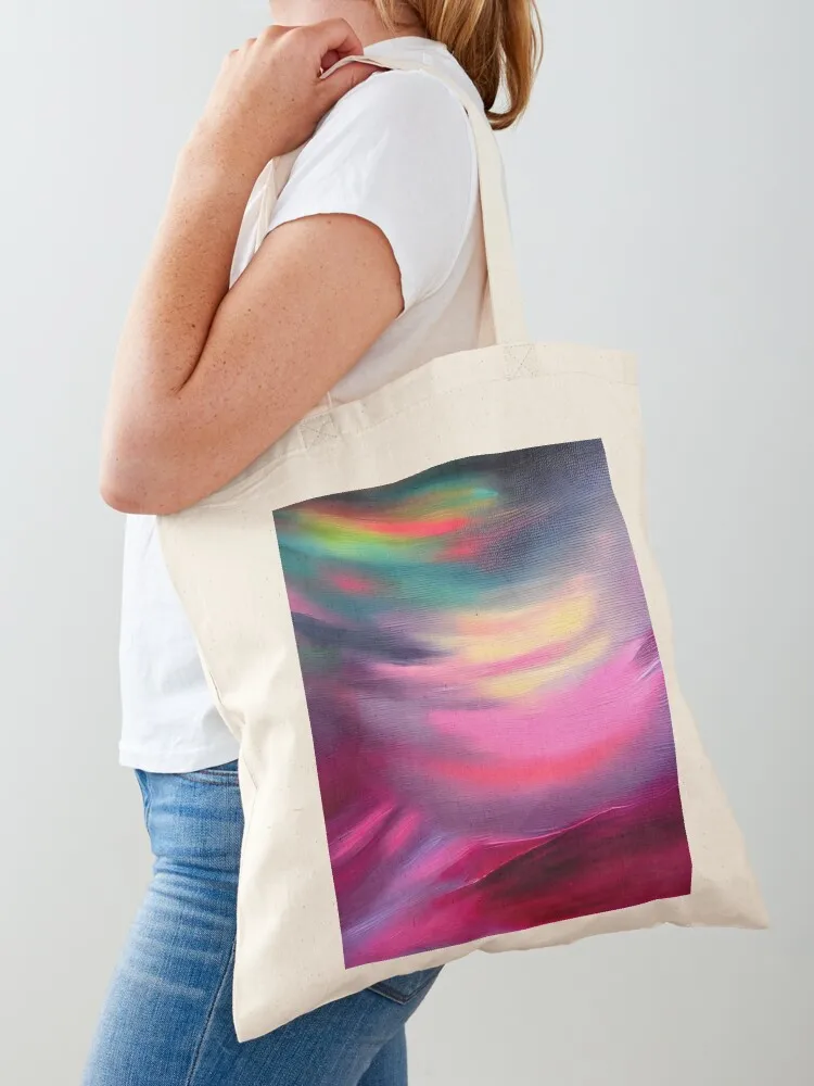 Magenta Serenity: Un bolso de mano con diseño de estilo abstracto multicolor y pastel suave, bolso de mujer, bolso de tela