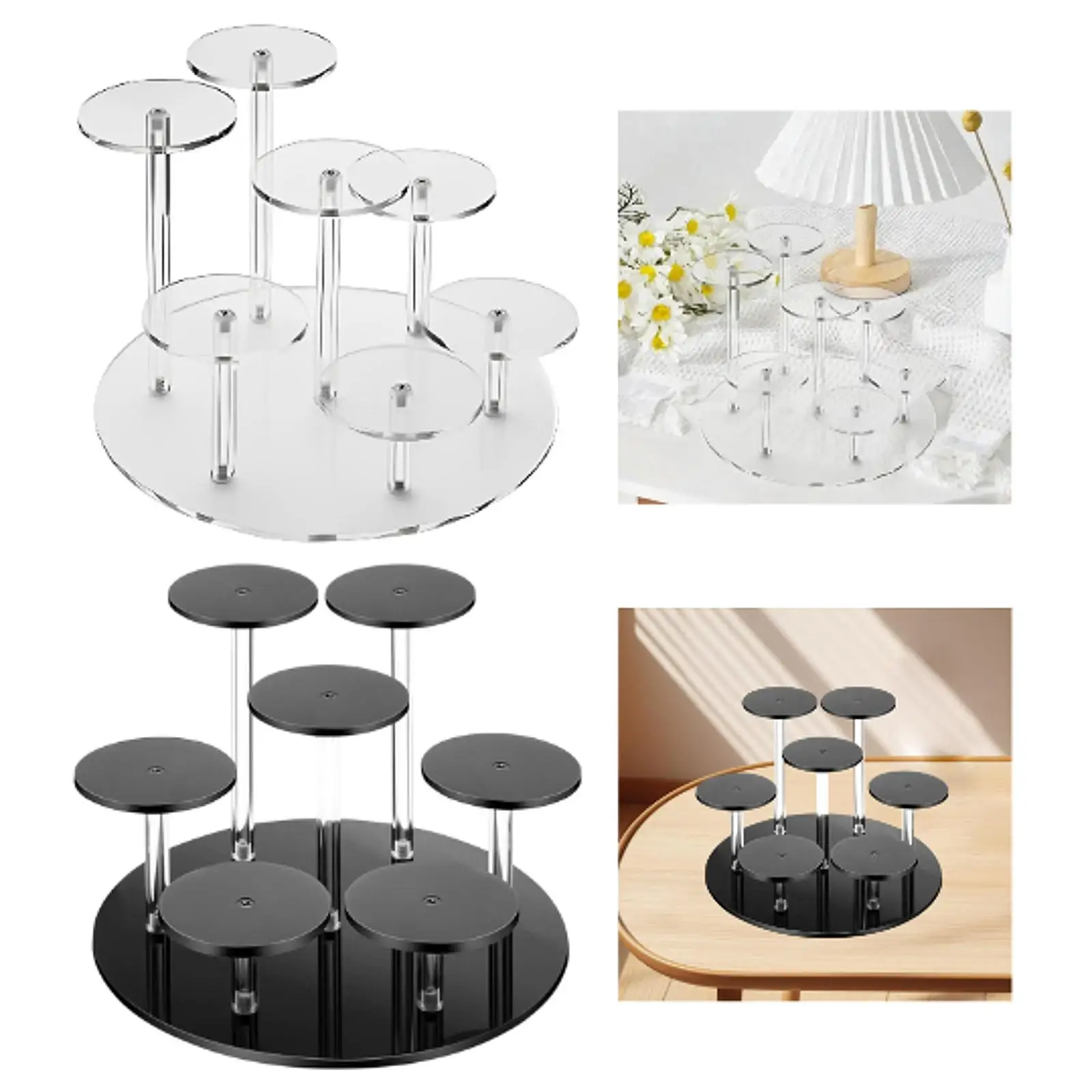 

Acrylic Display Riser Stand Multilevel Holder Gift Easy to Clean Showcase Jewelry Display Stand for Small Figurines Bracelets