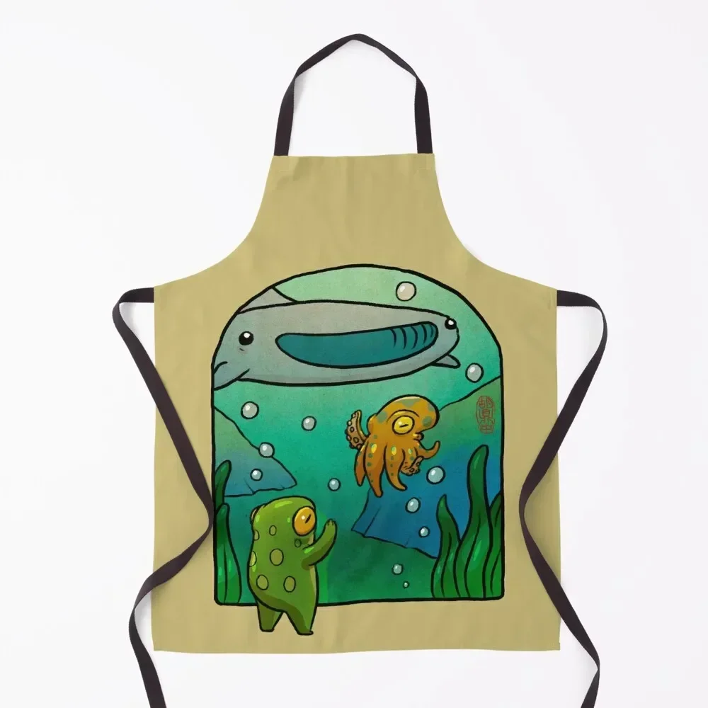 

aquarium octopus whale shark frog artwork asian style Apron Kitchen Chef Kitchen on the wall Apron