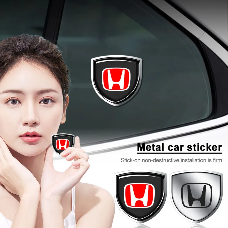 Car Metal Sticker Custom Shield Car Rear Trunk Shield Emblem Badge Sticker For Honda Civic XR-V HR-V City Accord Odyssey Spirior