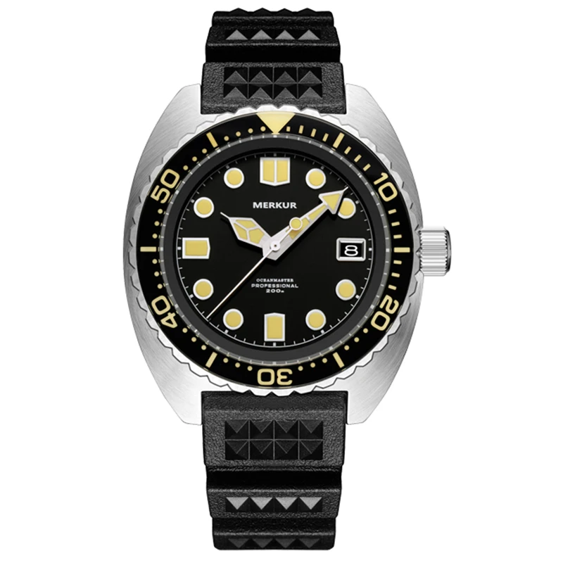 

Merkur Skin Diver Watch Abalone Men's NH35 Automatic Watch 20atm Rubber Super Luminous Watch Relogio Masculino