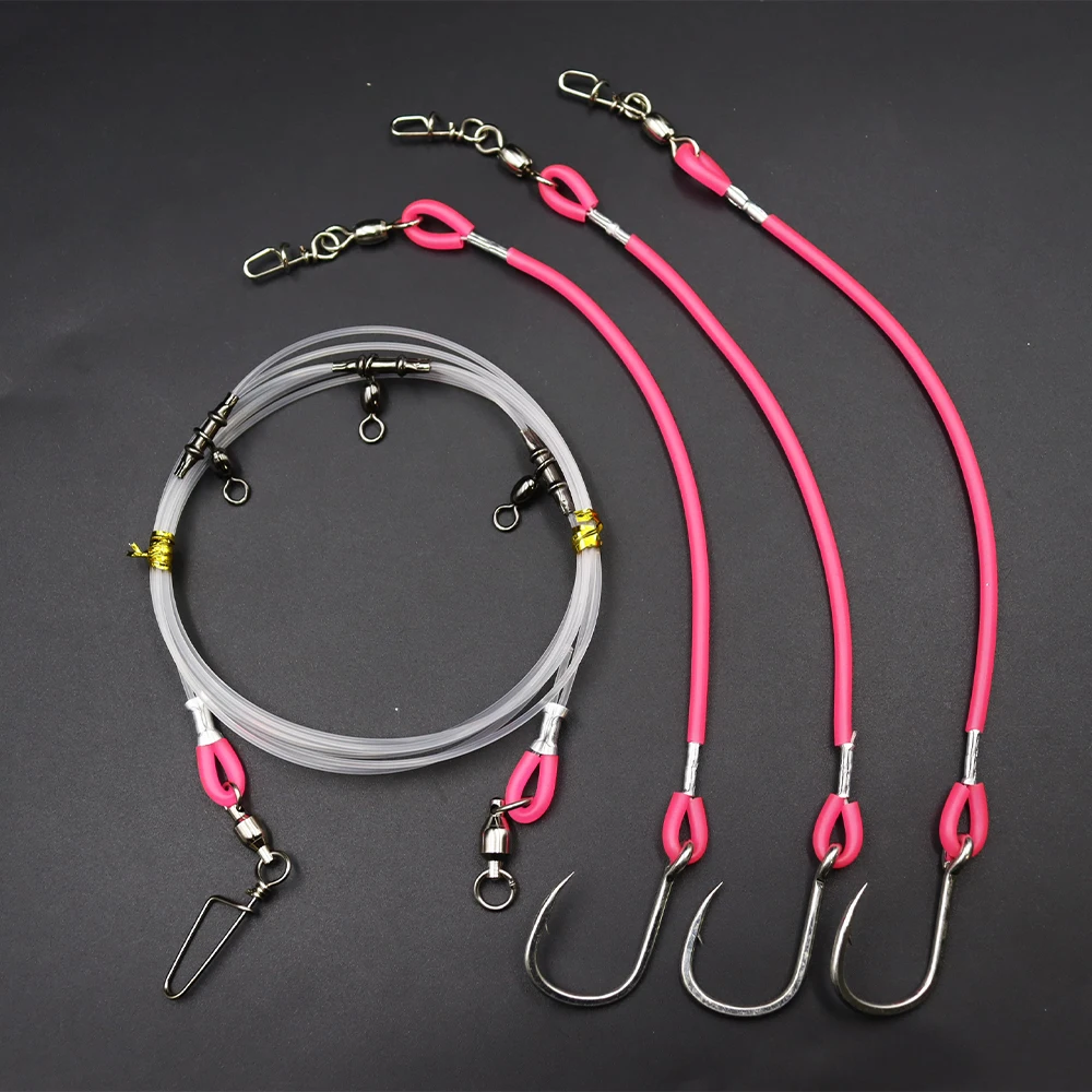 ZYZHE 1/2 Stück Deep Drop Rigs, vorgebundene High-Low-Rigs mit abnehmbaren Stahlhaken, verbindbare Kunstköder-Meeresangelrigs – Detail 10