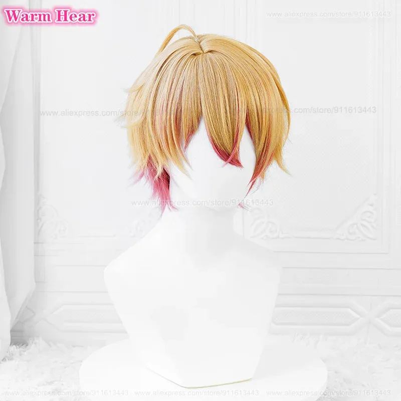In Stock Hoshino Akuamarin Synthetic Anime 32cm Short Orange Gradient Pink Cosplay Heat Resistant Wigs + A Wig Cap