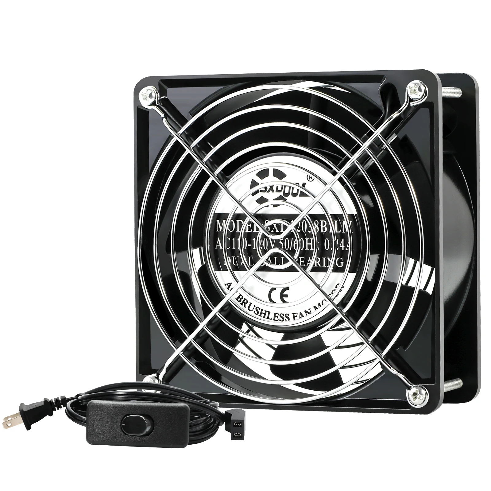 

SXDOOL AC 110V 115V 120V 120mm 12cm Cooling Fan with Switch Power Cord,for Grow Tent GreenHouse DIY Cooling Ventilation Exhaust