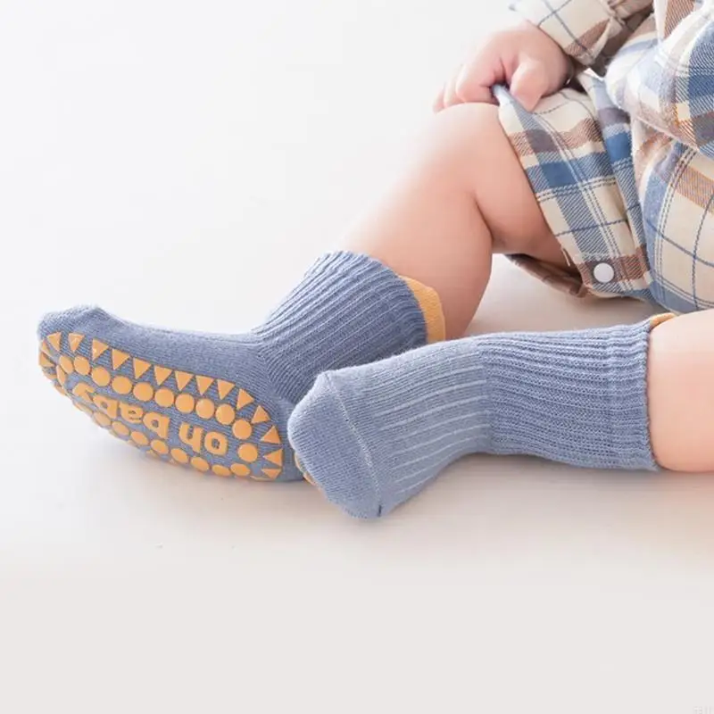 581F 3 paar hoge elastische gripsokken Baby enkelsokken Lente katoenen sokken