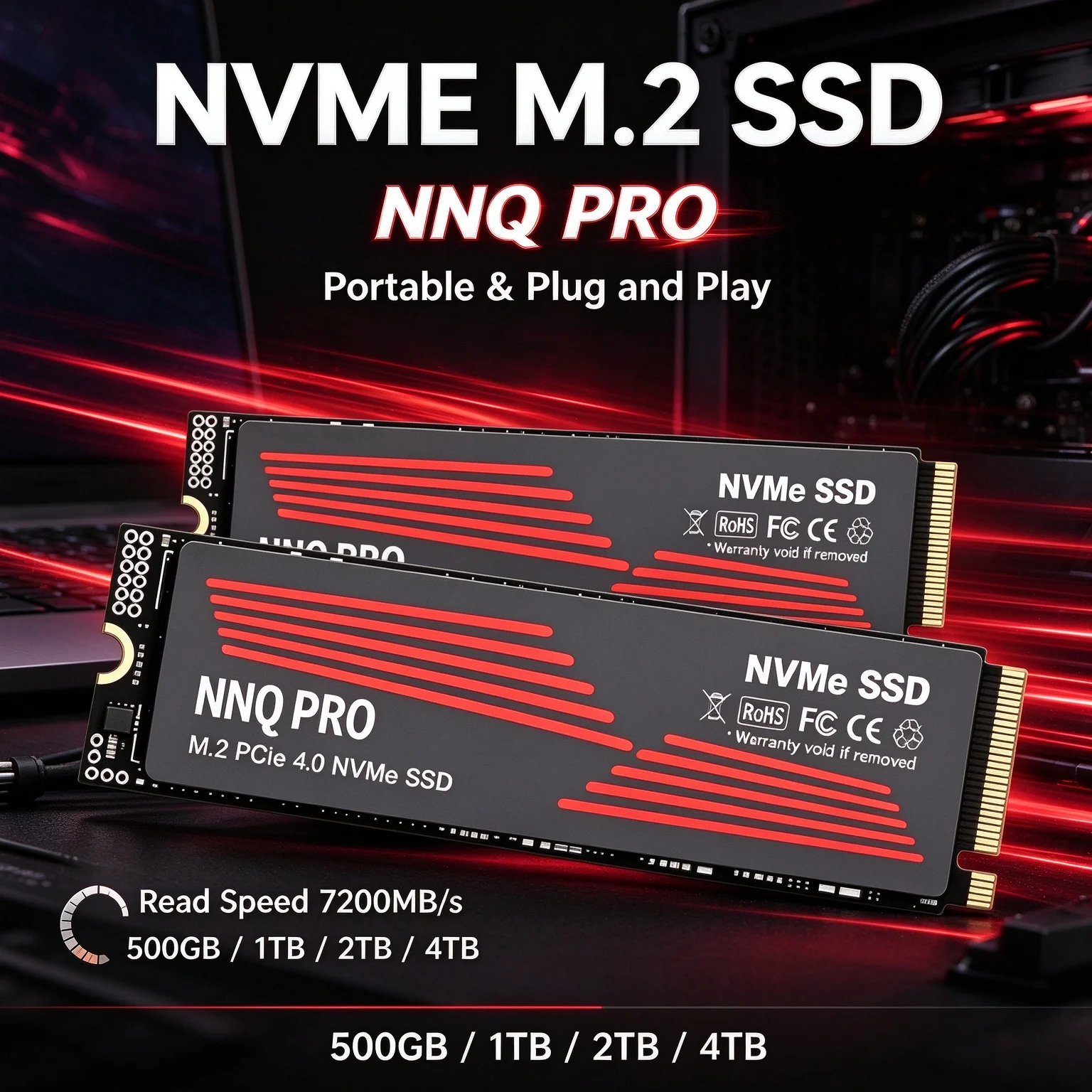 NNQ PRO Nova Elite M.2 NVMe Internal Solid State Drive 500GB 1TB 2TB 4TB Fast Data Storage for Gaming Laptop Desktop PC