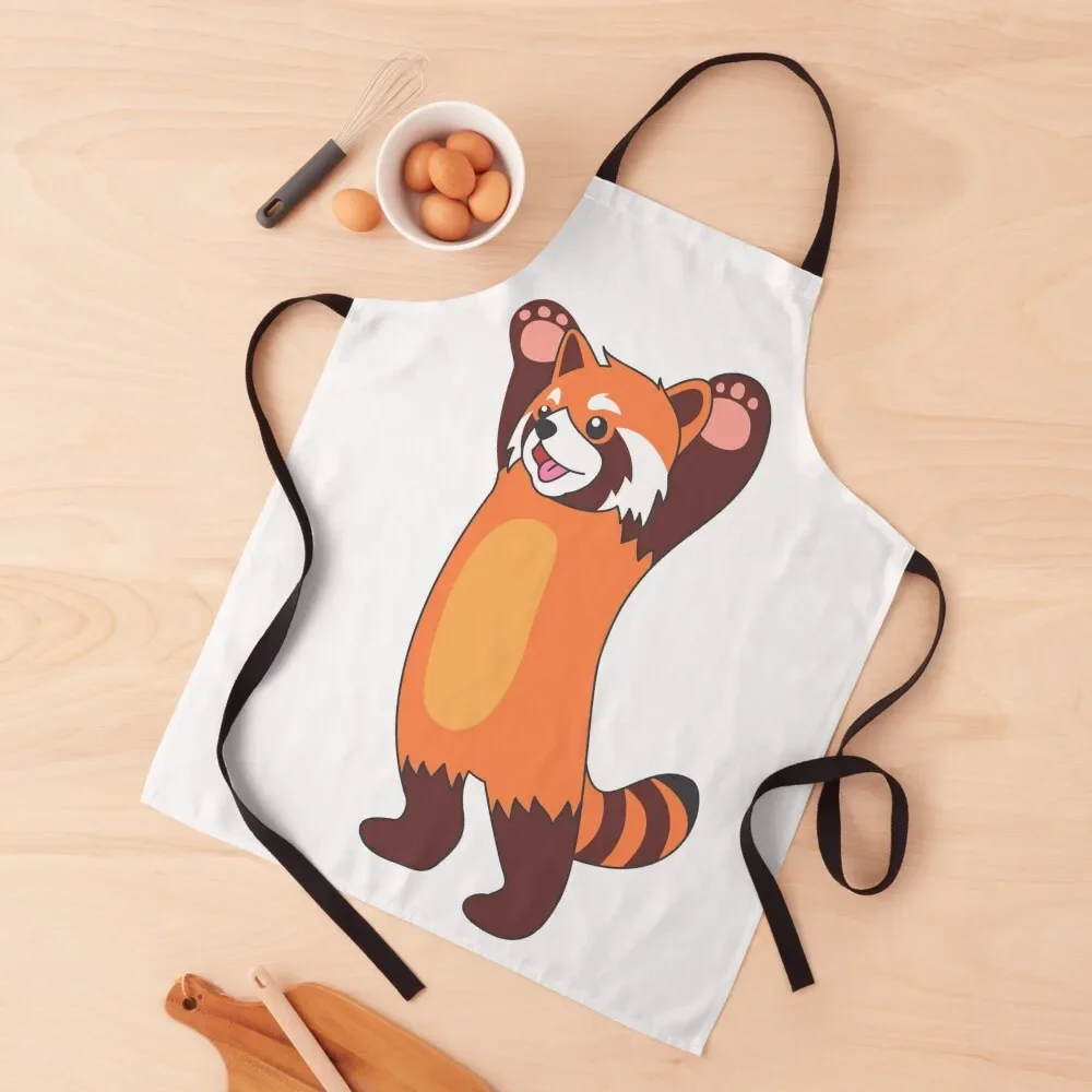 Red Panda Apron for kitchen useful restaurant accessories Korean Apron