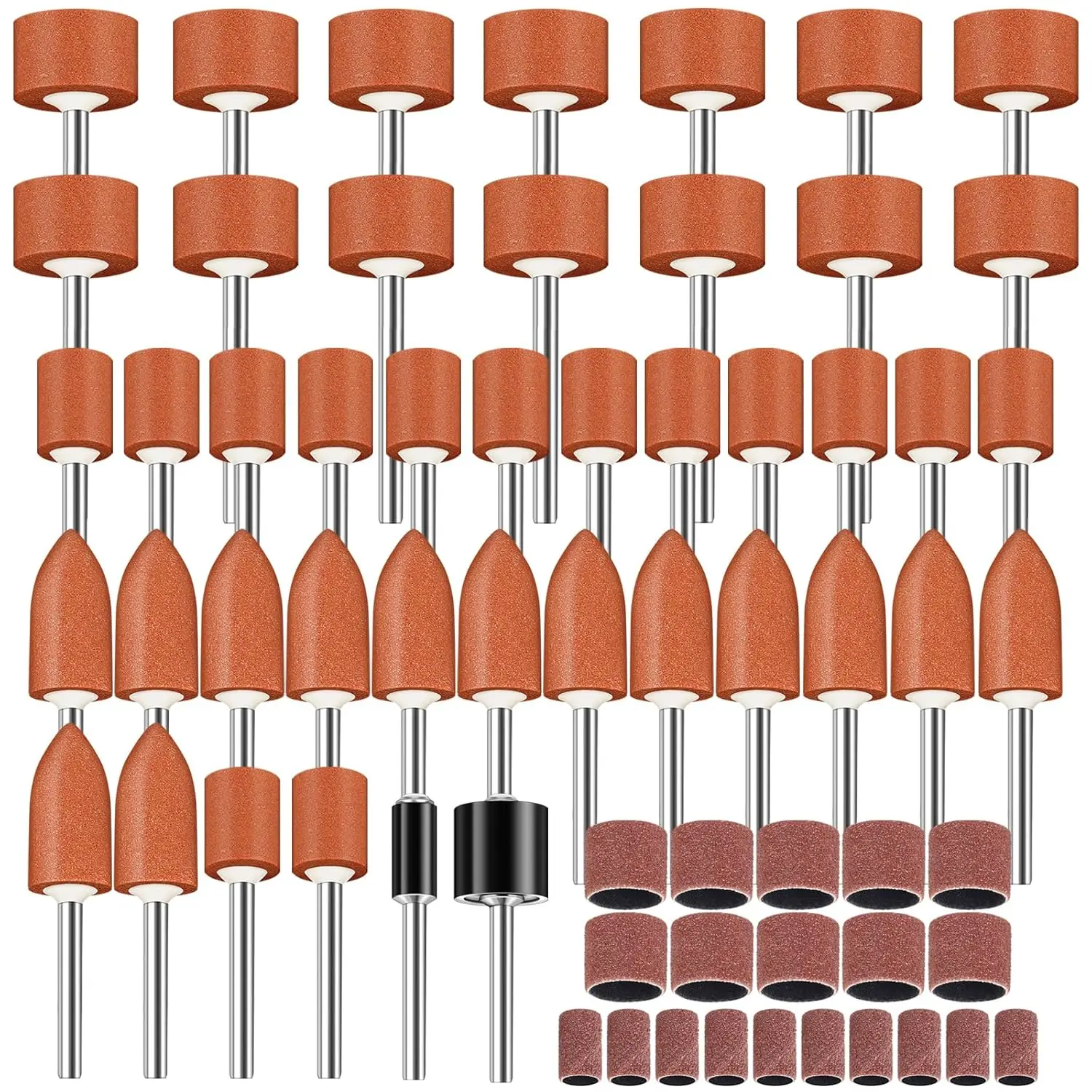 

64Pcs Sanding Bits for Dremel Rotary Tools, 1/8" Shank Aluminum Oxide Grinding Stones and Sanding Drill Bits
