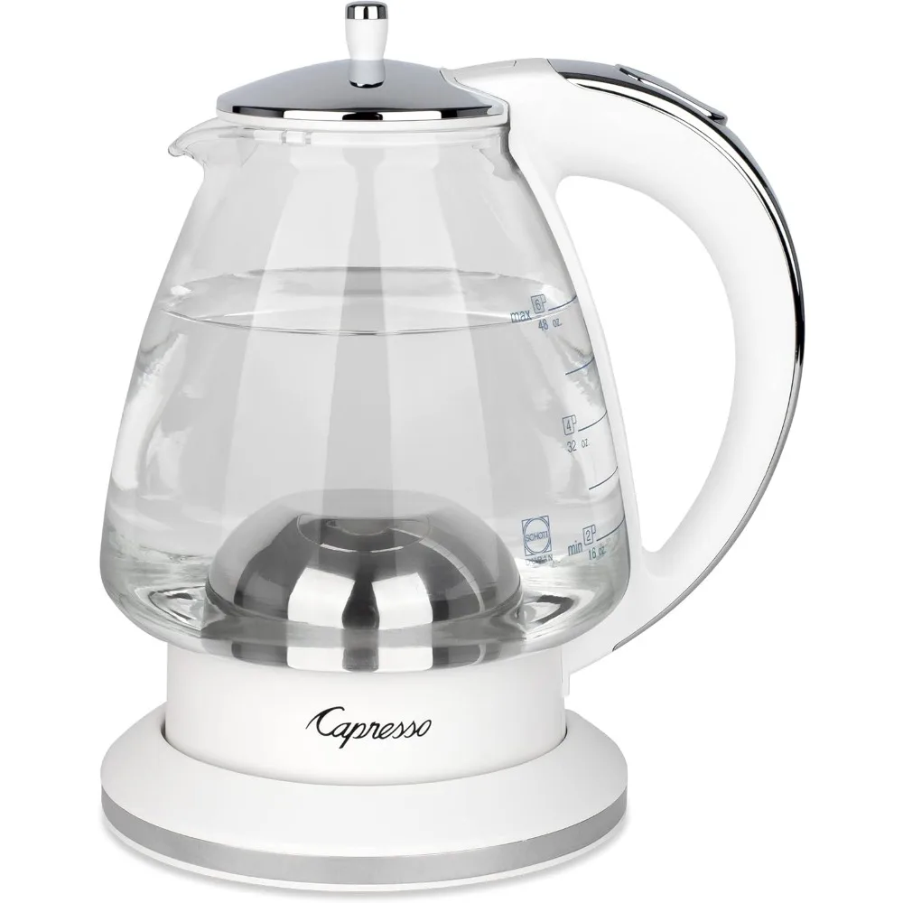 Chaleira de água, 10" x 8,25" x 6,25", cromo polido, proteção contra fervura a seco e desligamento automático para operação, serviço fácil