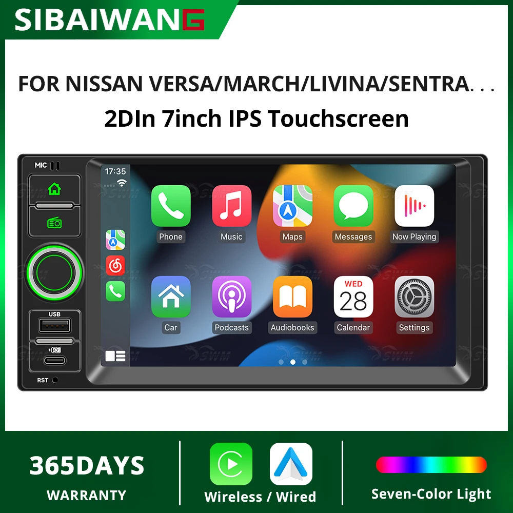 7 Inch 2Din IPS HD Car Radio MP5 Player Wireless Carpaly Android Auto BT For Nissan Versa March Livina Sentra Grand Livina NV200