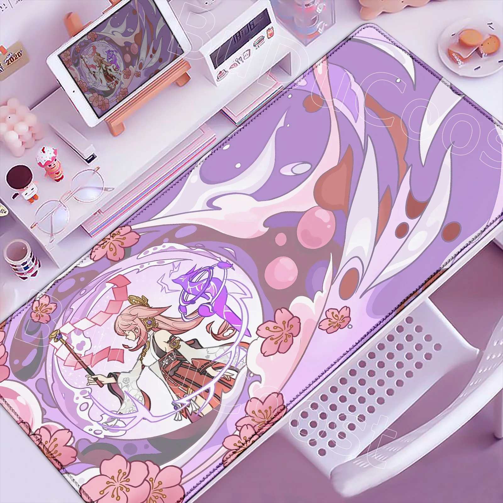 

Inazuma Genshin Impact Anime Mouse Pad Gaming Yoimiya Yae Miko Kirara XXL Large Mouse Pad Non-slip Keyboard Desk Mat HD Mousepad