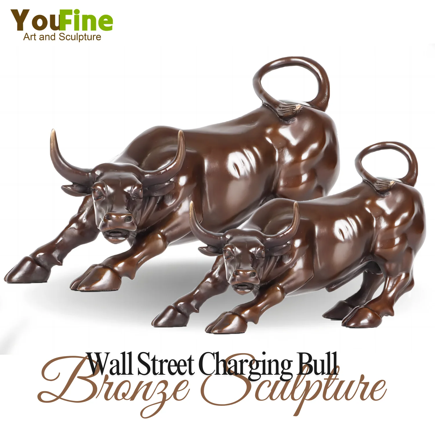 

Bronze Bull Statue Bronze Casting Wall Street Charging Bull Sculpture Animal Figurines For Home Office Decor Desktop Ornaments