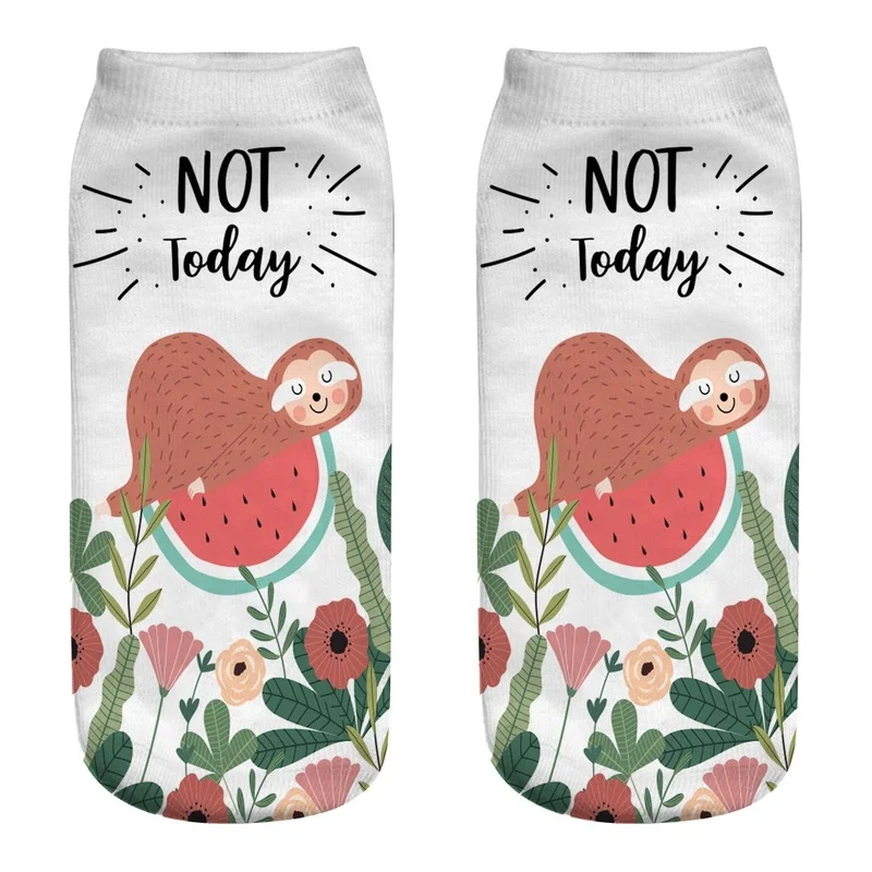 Printed Women's Socks Cartoon Men Sloth Casual Animal Short Cotton Autumn Colorful Fashion Hot Sell Unisex Female Low Cut