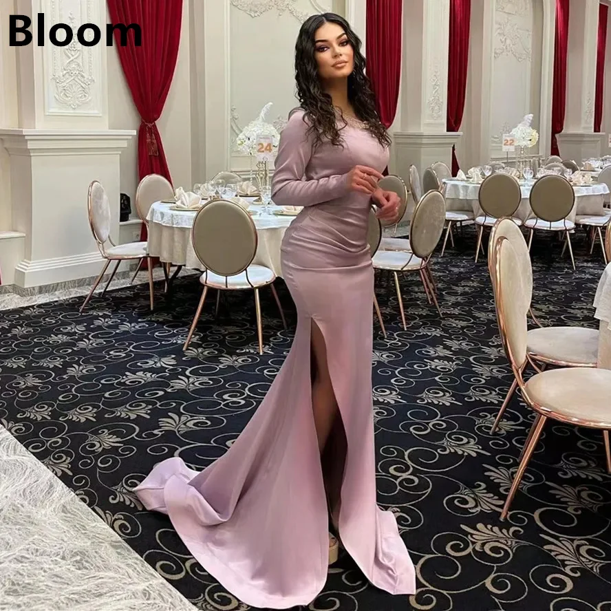 Bloom Satin One Shoulder Strapless Mermaid Prom Dress Elegant  Formal Party Gown Vestidos De Fiesta For Arabia Women 2024