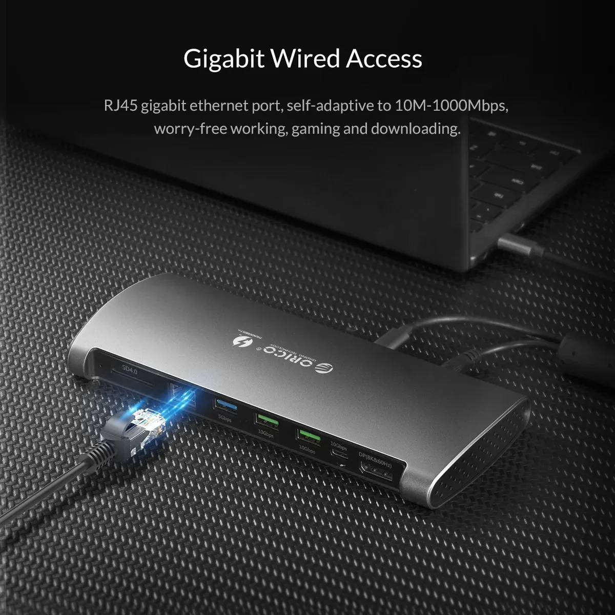 ORICO TB3-S1 Thunderbolt 3 Dock USB Tipo C HUB a DP Adattatore USB 3.0 RJ45 SD4.0 Convertitore USB-C 40 Gbps