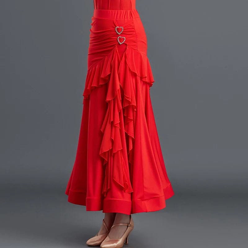 Ballroom Dans Kostuum Womens Prom Competitie Rok Volwassen Prom Wals Dansvoorstelling Praktijk Kleding Dansen Rok XH2546