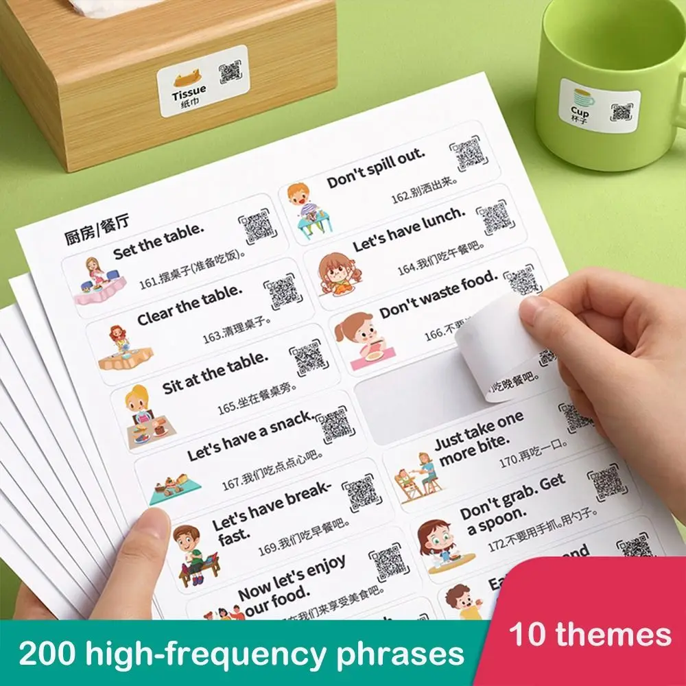 

Life Scene Stickers Spoken English Stickers Early Education Enlightening English Words Sentences Sticker Waterproof Adhensive