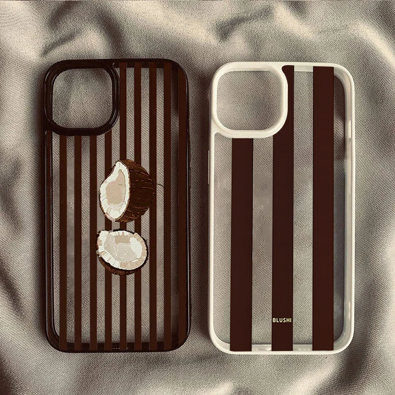 Clear Brown Stripes Phone Case for Samsung Galaxy S26 Plus S24 Ultra S25FE A16 A36 A56 A55 A54 A53 A52 A35 A34 A15 S23 S21 Cover