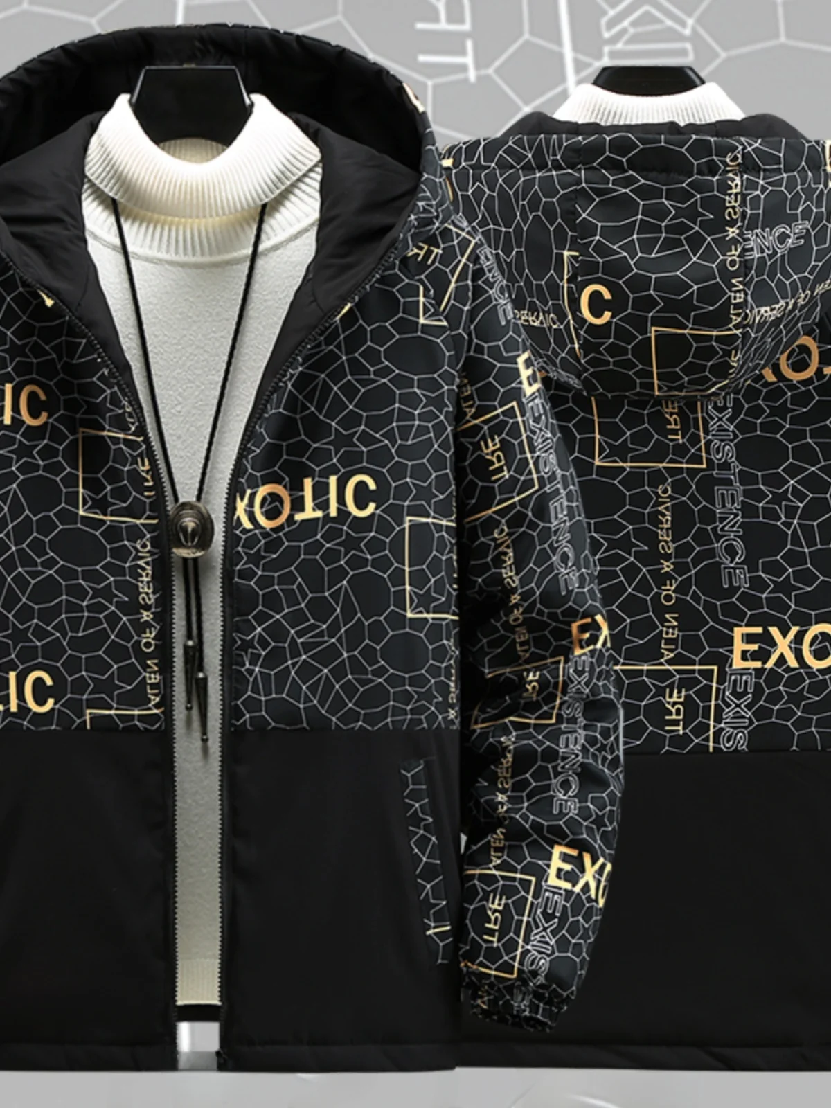 جايت قطن رجالي خفيف رفيع مقاس كبير فضفاض مناسب بقلنسوة أنيق جديد Sle ألياف البوليستر ملء دافئ Ci سحاب غير رسمي