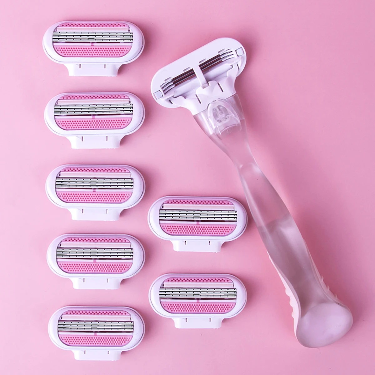 1 مقبض 8 شفرات ماكينة حلاقة للسيدات قابلة للاستبدال عبوات شعر الجسم أداة إزالة ماكينة حلاقة عالية الجودة