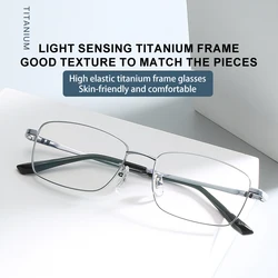 GENEVIEVE Ultra-light Titanium Men's Business Eyeglasses Frames Retro Anti-blue Light Glasses Can Be Customized Prescription