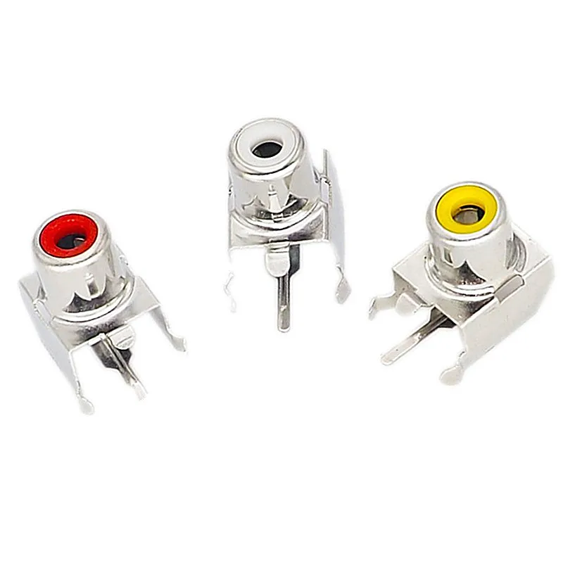 5/10 Pcs RCA AV Jack PCB Soldering Socket, Audio Video Connector (Red/White/Yellow) AV1-8.4-3B