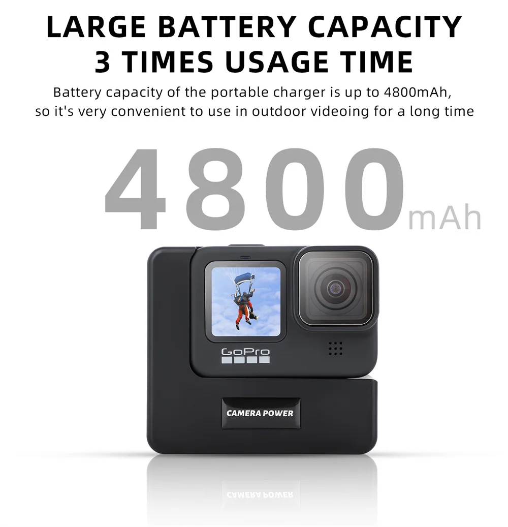 4800mAh Battery With Protect Housing Frame For GoPro Hero 10 9 Black Camera Accessories Extension Battery BacPac Power Supply