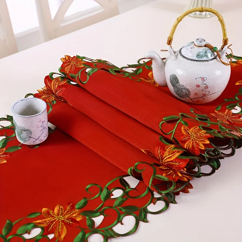 28x43CM/38x176CM Embroidered Christmas Printed Tablecloths Party Picnic Retro Style Table Decoration Supplie Runners Linens