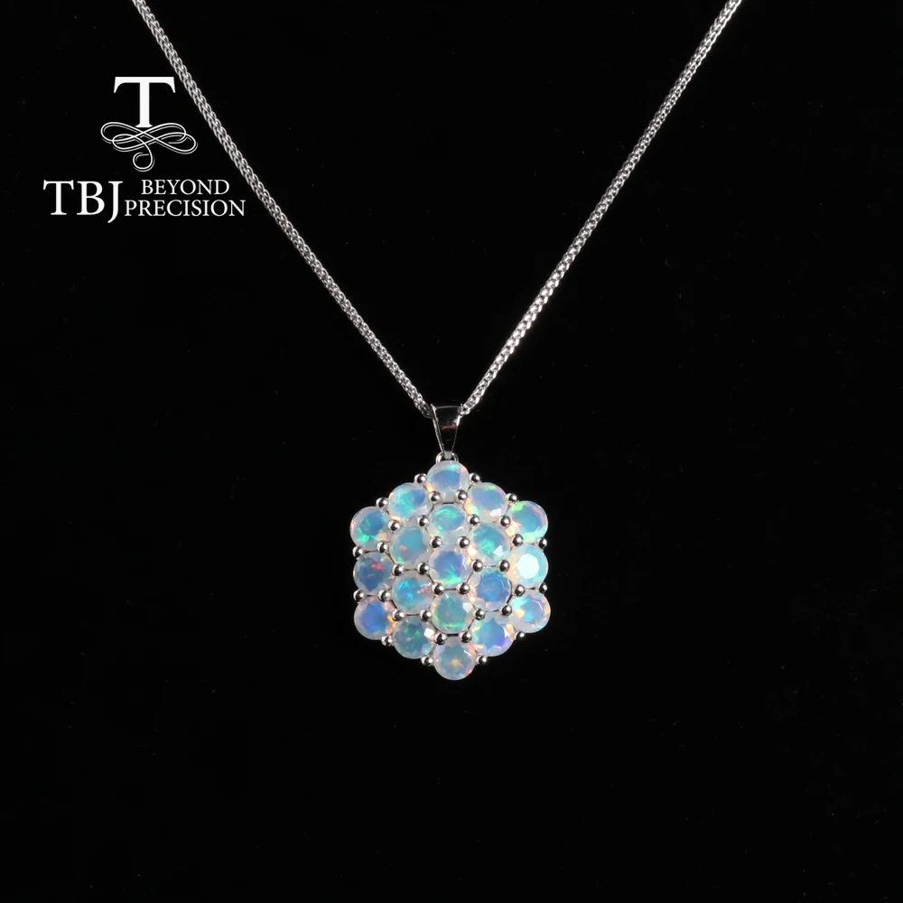 

Big Luxury pendant with natural ethiopia opal 6.65ct gemstones 925 sterling silver fine jewelry necklace for women