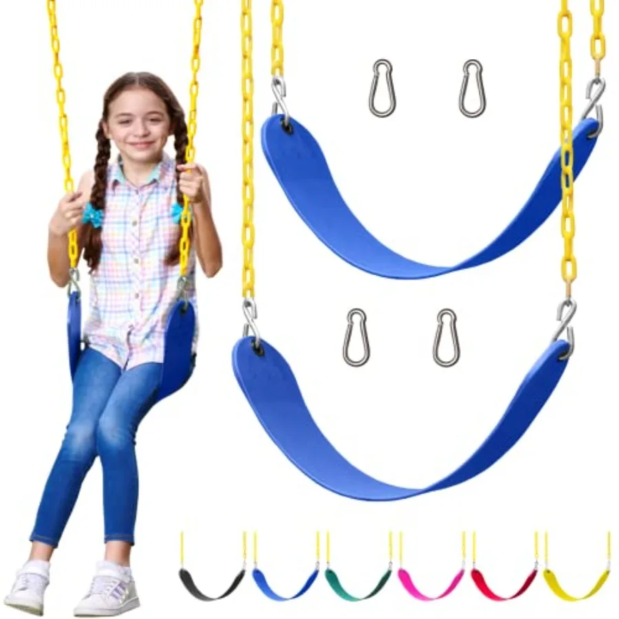 

Swings for Outdoor Swing Set - Pack of 2 Swing Seat Replacement Kits with Heavy Duty Chains - Backyard Swingset Playground Acce