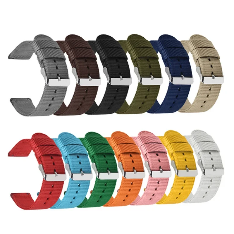 Nylon Canvas Strap Watch Band for Samsung Galaxy Watch 42mm 46mm Active2 Gear S2 S3 for Amazfit for Seiko Bracelet 18/20/22/24mm