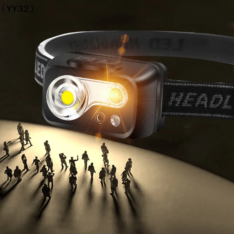 

Mini Rechargeable Powerful Sensor Headlamp USB Head Flashlight Torch Headlights LED Head Light Camping Search Light〔YY32〕