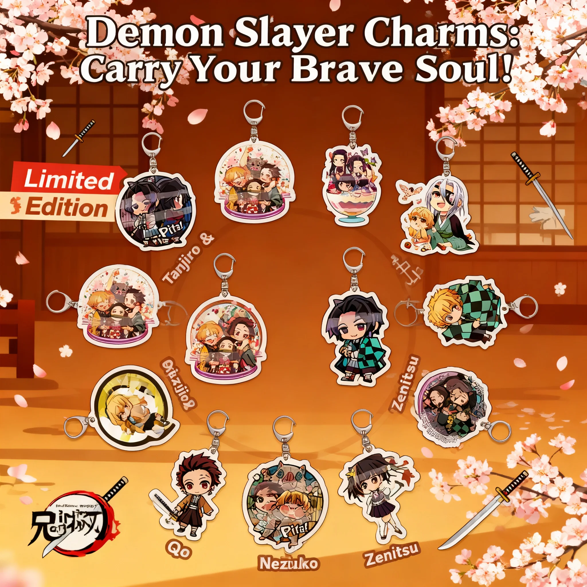 

Anime Demon Slayer Acrylic Keychain Tanjiro Nezuko Zenitsu Inosuke Pendant Charm Cosplay Gift Collection