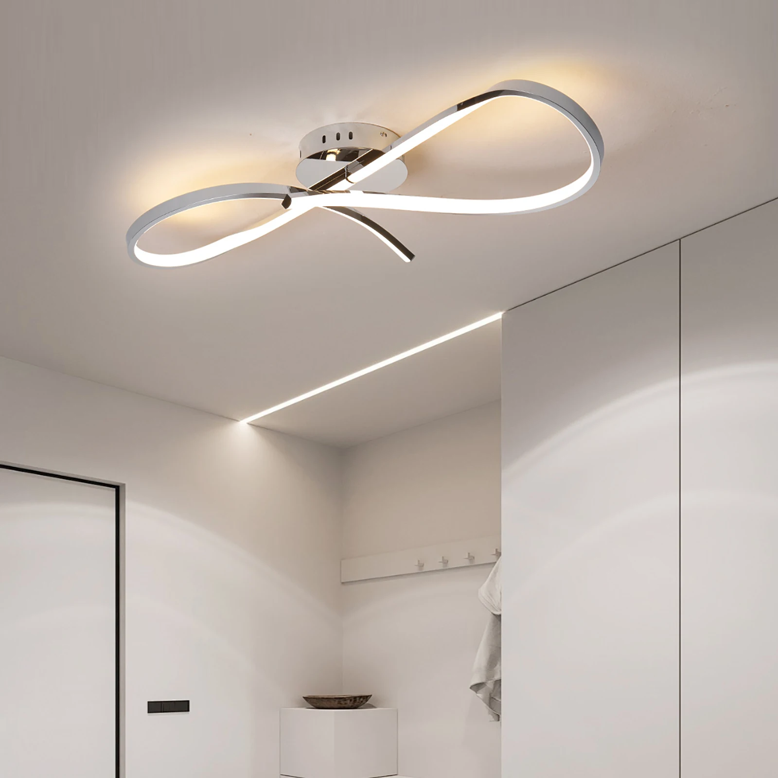 

Modern Dimmable LED Ceiling Light with Remote Control 22W, L76cm Flush Mount Chandelier for Bedroom Kitchen Hallway, 3 Colors