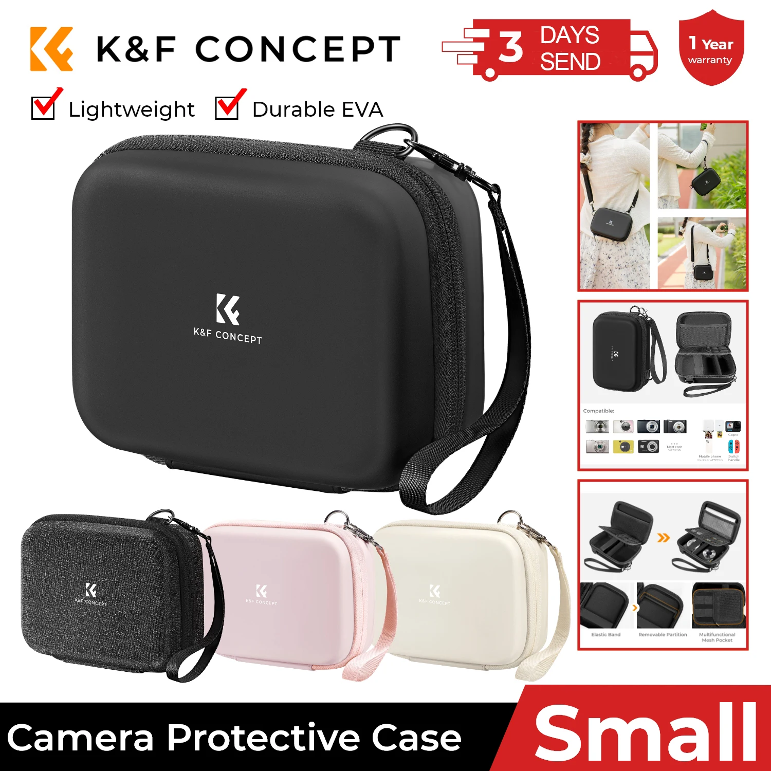 

K&F Concept Lightweight Camera Shoulder Bag Small Camera Digital Case Sling Bag For DSLR/SLR Nikon Canon Photo Organizer Storage