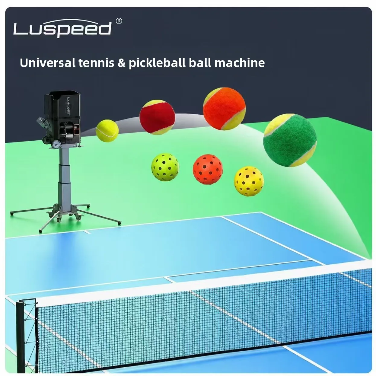 Professional Adjustable Universal Tennis Pickleball Ball Machine; Commercial Court-Use Automatic Serving Equipment Multiple