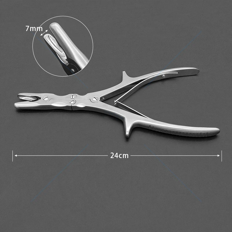 

Double Action Bone Rongeurs 240mm Straight Orthopedics Instruments Dental Plier Blade Width 3mm/7mm