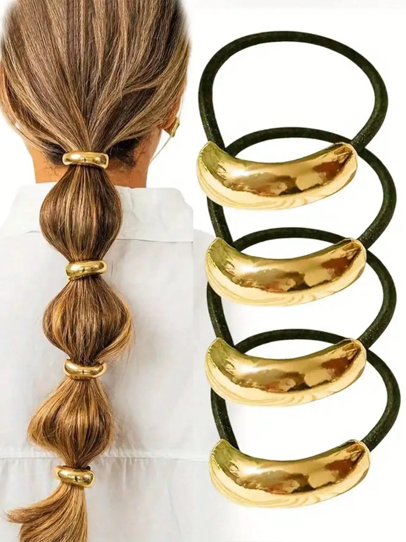 

Metal Glam Girl Twisted Braid Elastic Hair Ties, Hair Bands, Headbands, Ponytails, Fashion Accessories.