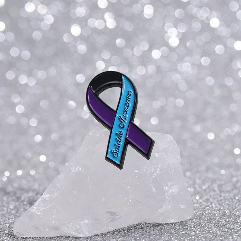 Suicide Awareness Ribbon Enamel Pin Mental Health Illness Warrior Brooch Lapel Backpack Badge Jewelry Accessories view 3